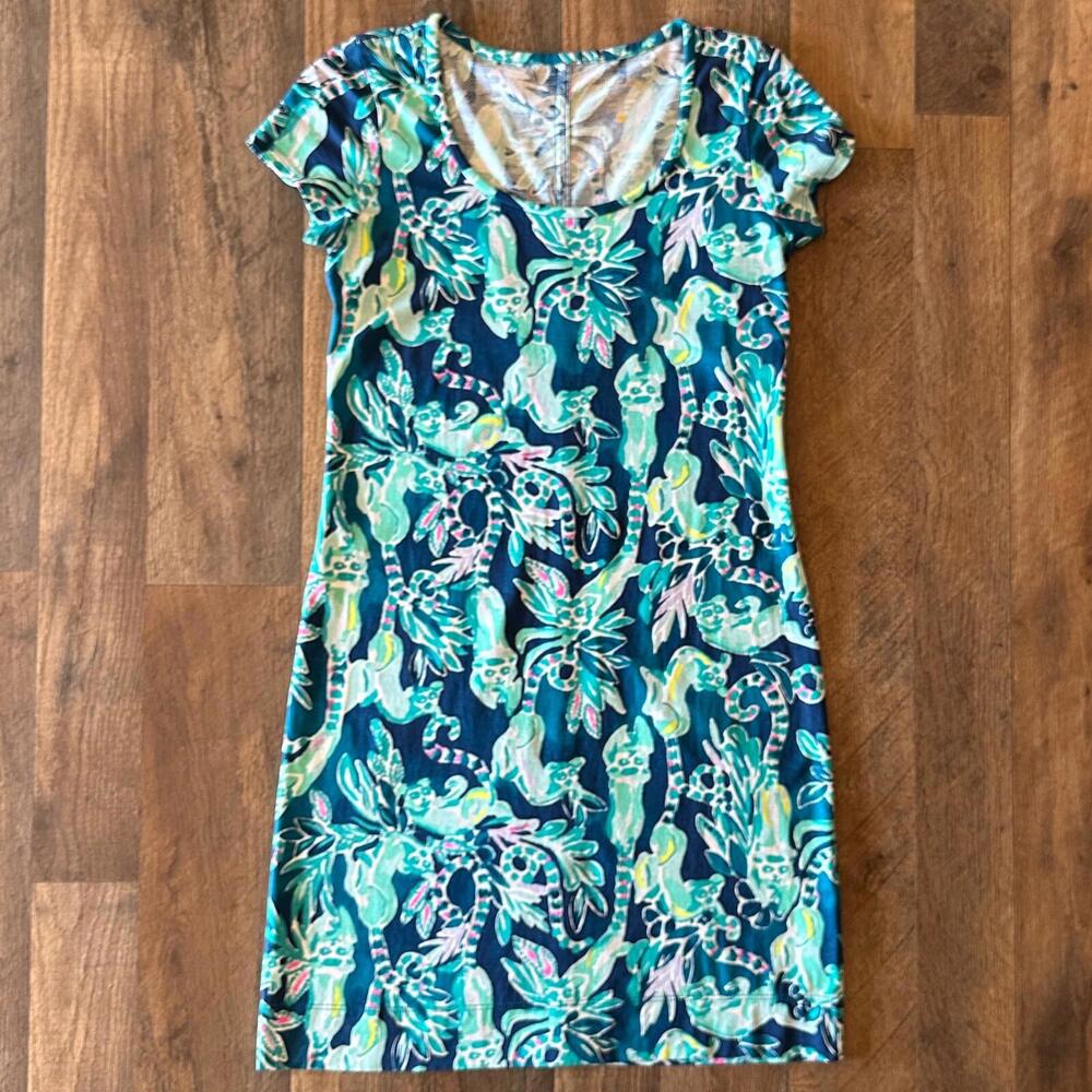 LILLY PULITZER  Beacon T-Shirt Dress Tidal Wave Size XXS Resort Vacation Cotton
